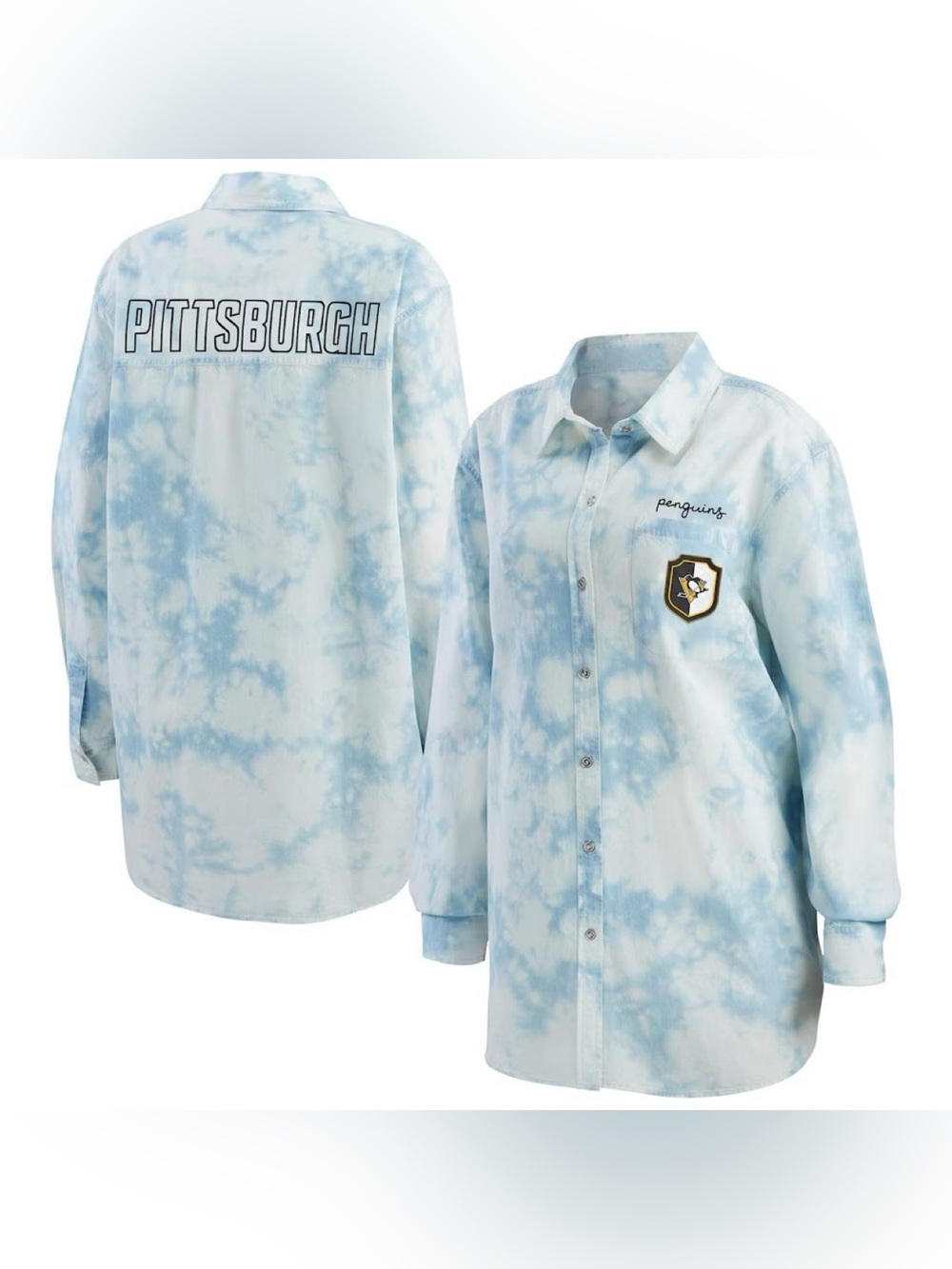 Pittsburgh Penguins Women's Oversized Tie-Dye Button-Up